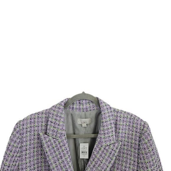 NWT Loft Tweed Double Breasted Blazer Lavender Purple Green 14 - Picture 5 of 14